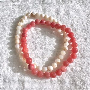 3/$15 Coral and ivory beaded bracelet set